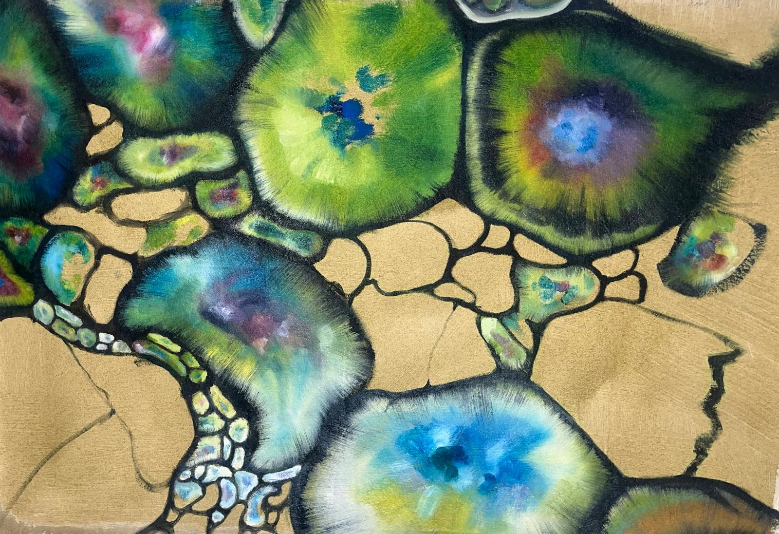 Studio dell'artista con tela in lavorazione